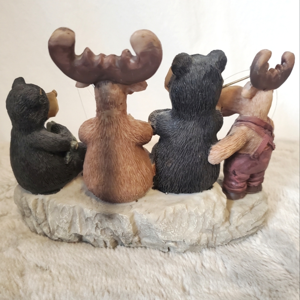 Unique Creations Moose and Bears Fishing Resin Figurine - Picture 3 of 11
